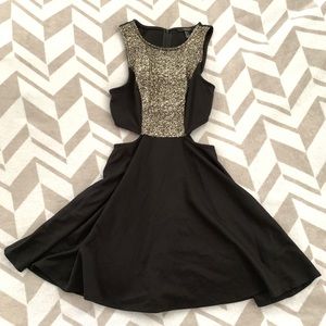 Black and Gold dress with side cuts